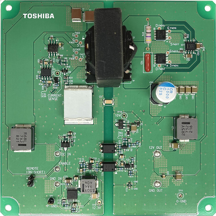 100W LLC DC-DC转换器的电路板照片